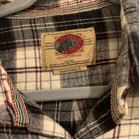 Boston Traders Mens Flannel Shirt Jacket Large Plaid Navy Blue - Picture 2 of 6